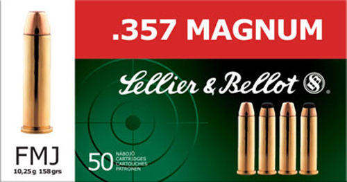 Sellier & Bellot 357 Magnum 158 Grain Full Metal Jacket Brass Cased Pistol Ammunition