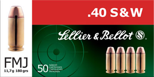 Sellier & Bellot 40 S&W 180 Grain Full Metal Jacket Brass Cased Pistol Ammunition