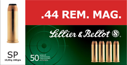 Sellier & Bellot 44 Remington Magnum 240 Grain Soft Point Brass Cased Pistol Ammunition