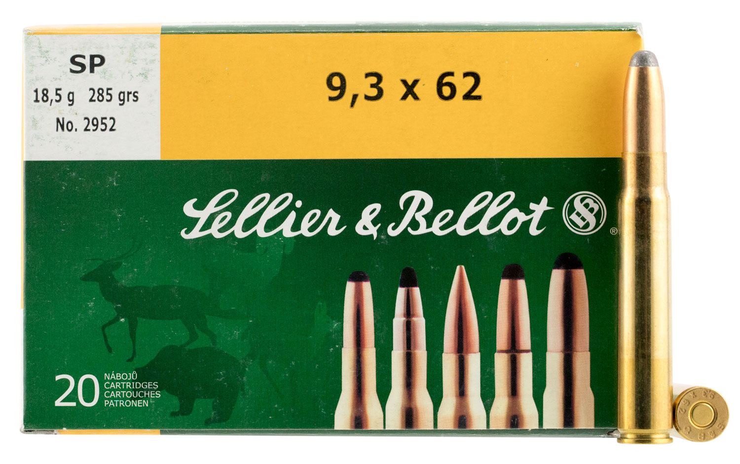 Sellier & Bellot 9.3x62 285 Grain Soft Point Rifle Ammunition