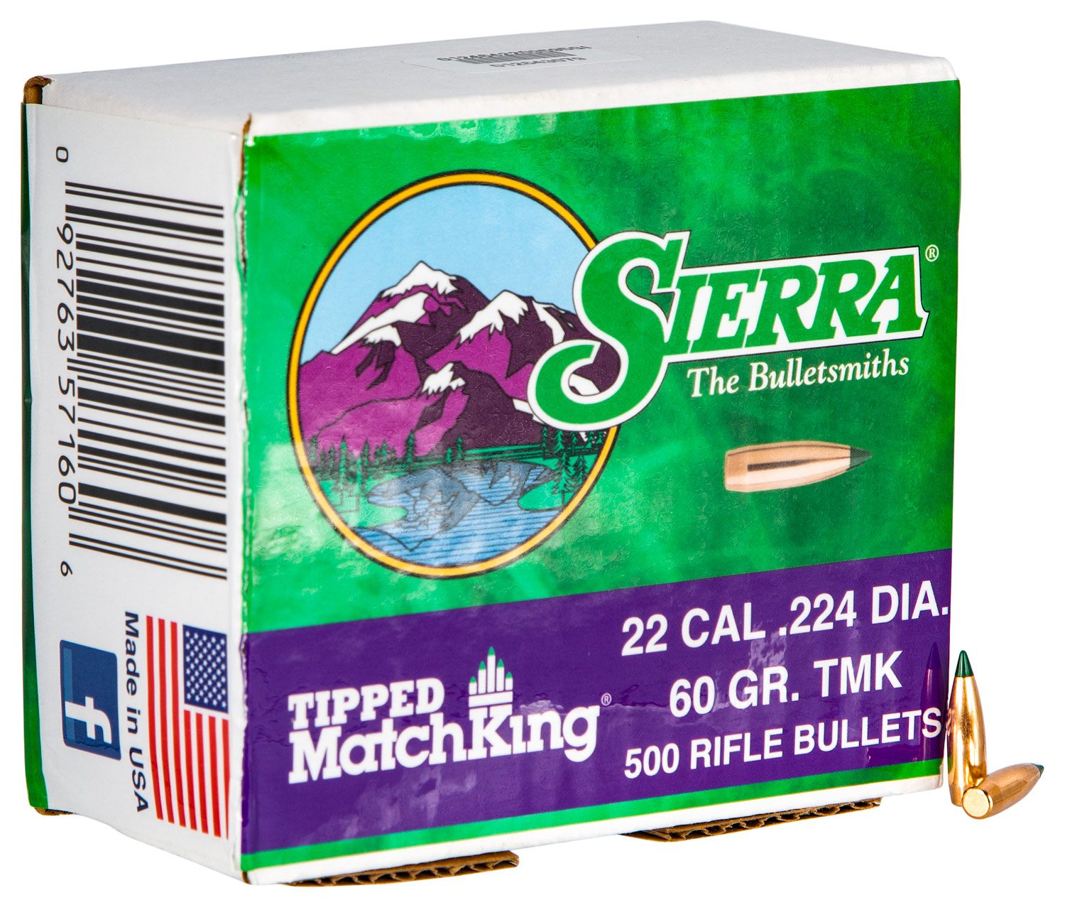 Sierra .22 Caliber 60 Grain 500 Box Tipped MatchKing Rifle Bullets