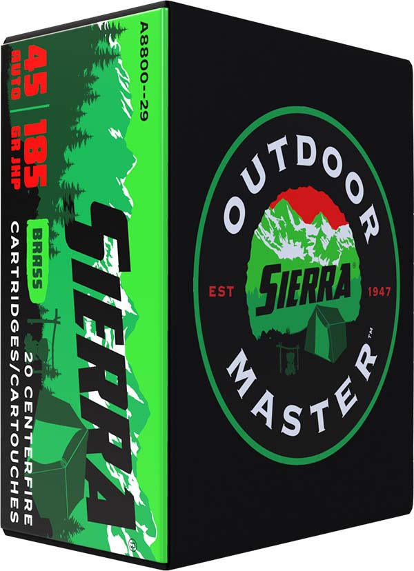 Sierra Outdoor Master, .45 ACP 185 Grain, Jacketed Hollow Point/JHP, Centerfire Rifle Ammunition