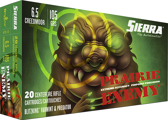 Sierra Prairie Enemy 6.5 Creedmoor 105 Grain, Sierra BlitzKing Cased Centerfire Rifle Ammunition