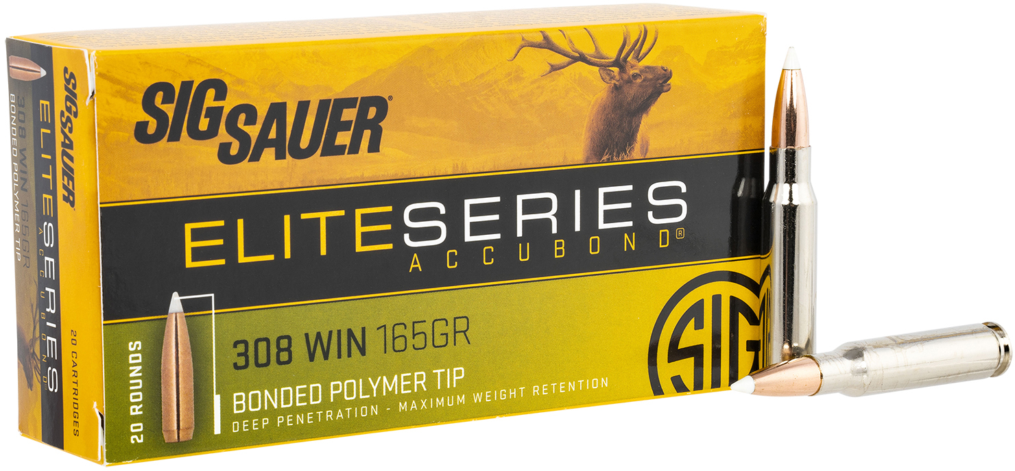 SIG SAUER Elite Accubond .308 Winchester 165 Grain Bonded Tipped Brass Cased Rifle Ammunition