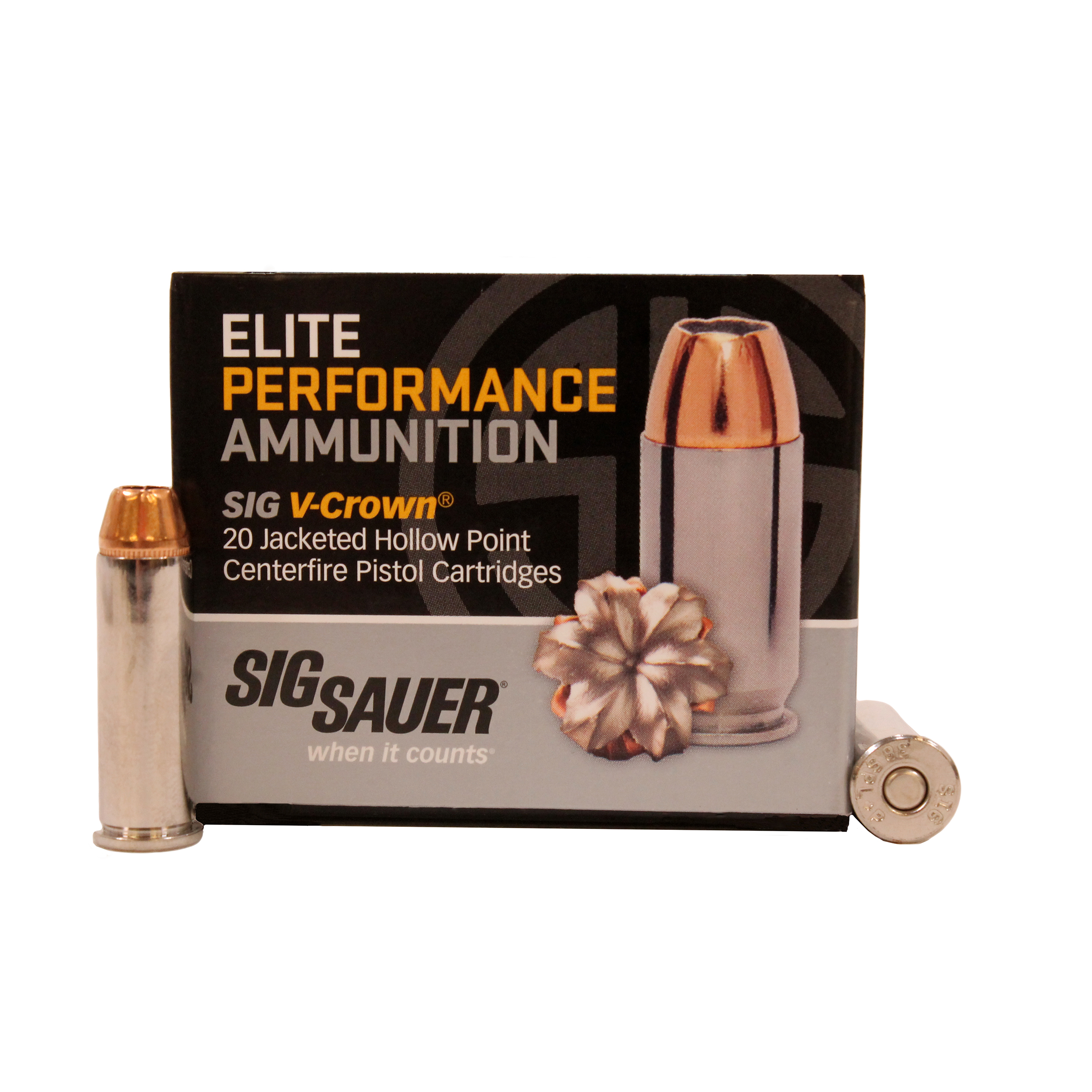 SIG SAUER V-Crown Ammo .38 Special +P 125 grain Jacketed Hollow Point Brass Cased Centerfire Pistol Ammunition