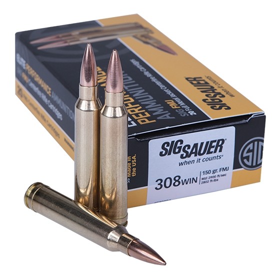 SIG SAUER Elite Ball .308 Winchester 150 grain Full Metal Jacket Brass Cased Centerfire Rifle Ammunition