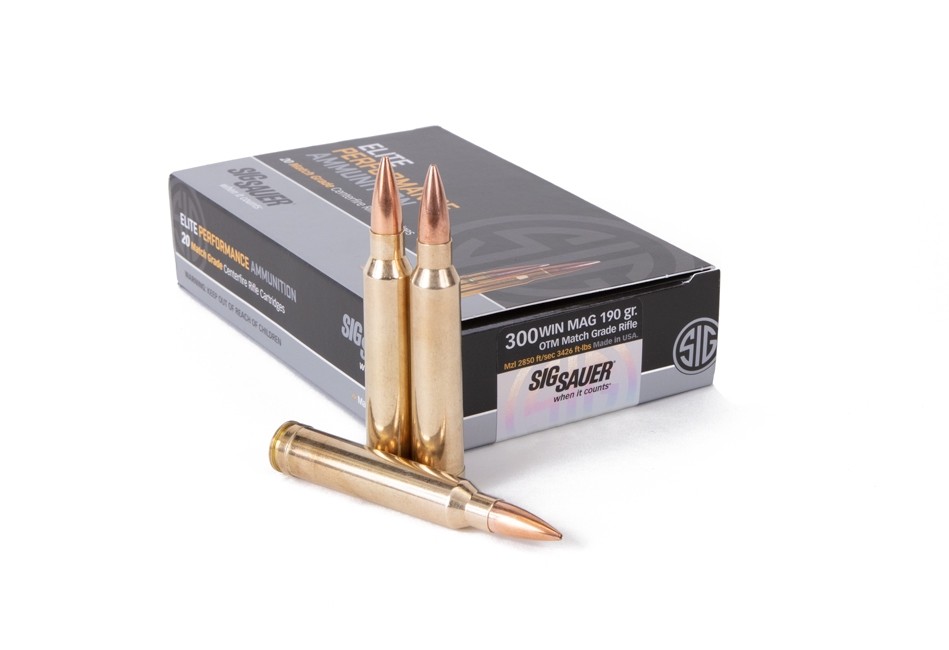 SIG SAUER SIG Match Grade Rifle Ammunition .300 Winchester Magnum 190 grain Open Tip Match Brass Cased Centerfire Rifle Ammunition