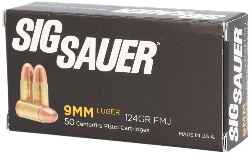 SIG SAUER Elite Performance 9mm Luger 124 Grain Full Metal Jacket Brass Cased Centerfire Pistol Ammunition