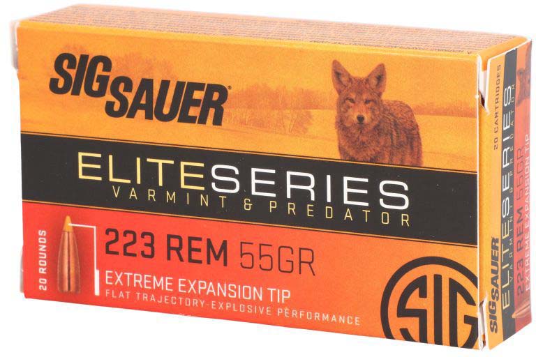 SIG SAUER Elite Performance Varmint & Predator .223 Remington 55 Grain Extreme Expansion Tip Brass Cased Centerfire Rifle Ammunition