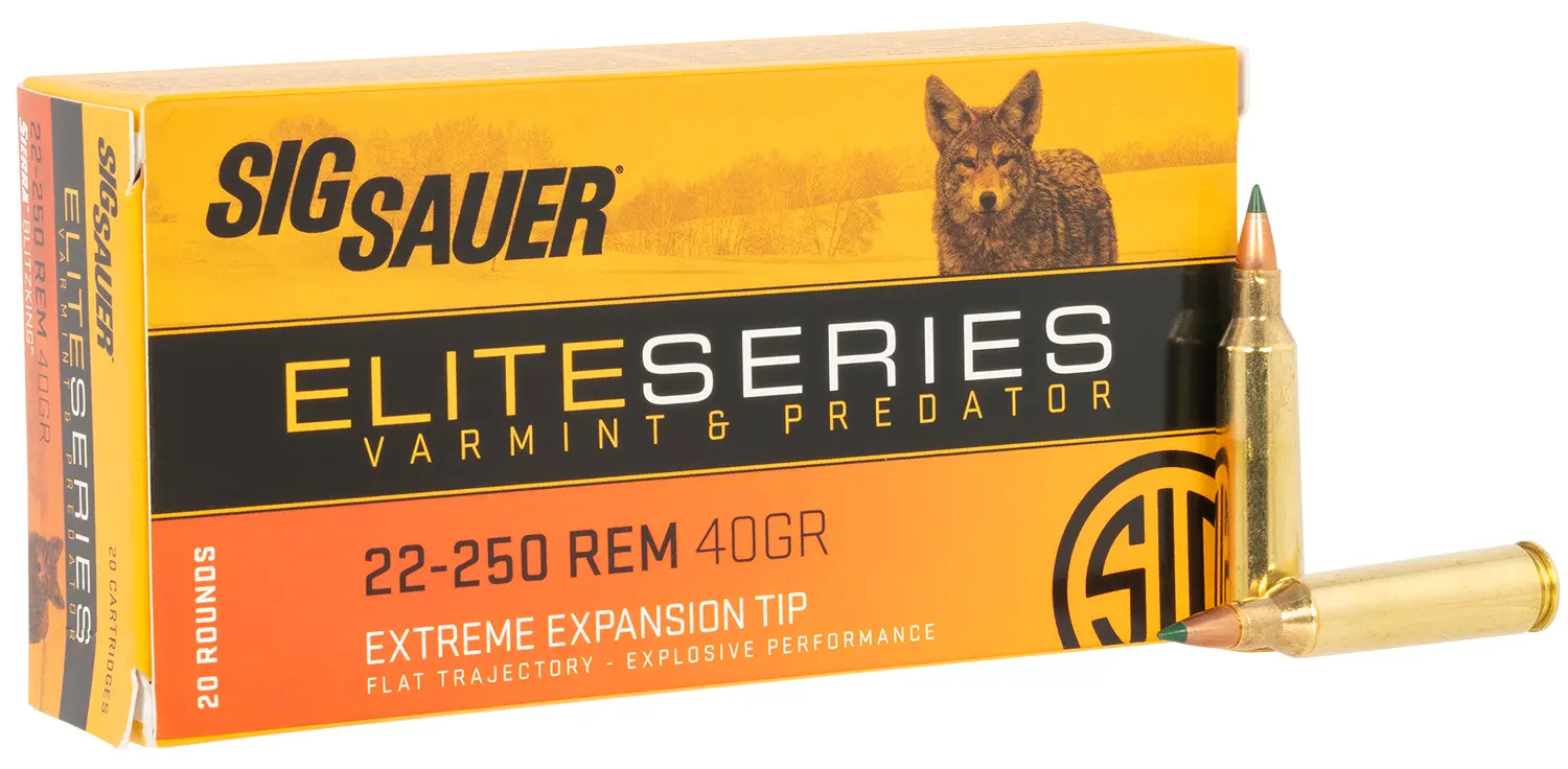 SIG SAUER Elite Series 22-250 Rem 40 Grain Polymer Tipped Boat Tail Brass Cased Rifle Ammunition