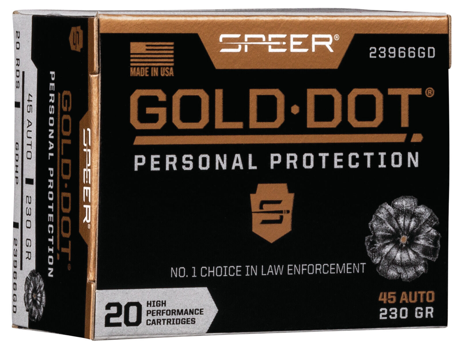 Speer Gold Dot .45 ACP 230 Grain Gold Dot Hollow Point Centerfire Pistol Ammunition