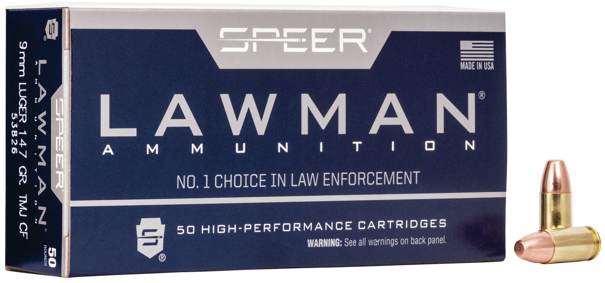 Speer Lawman Handgun CleanFire Training 9 mm Luger 147 Grain Total Metal Jacket (TMJ) Brass Cased Centerfire Pistol Ammunition