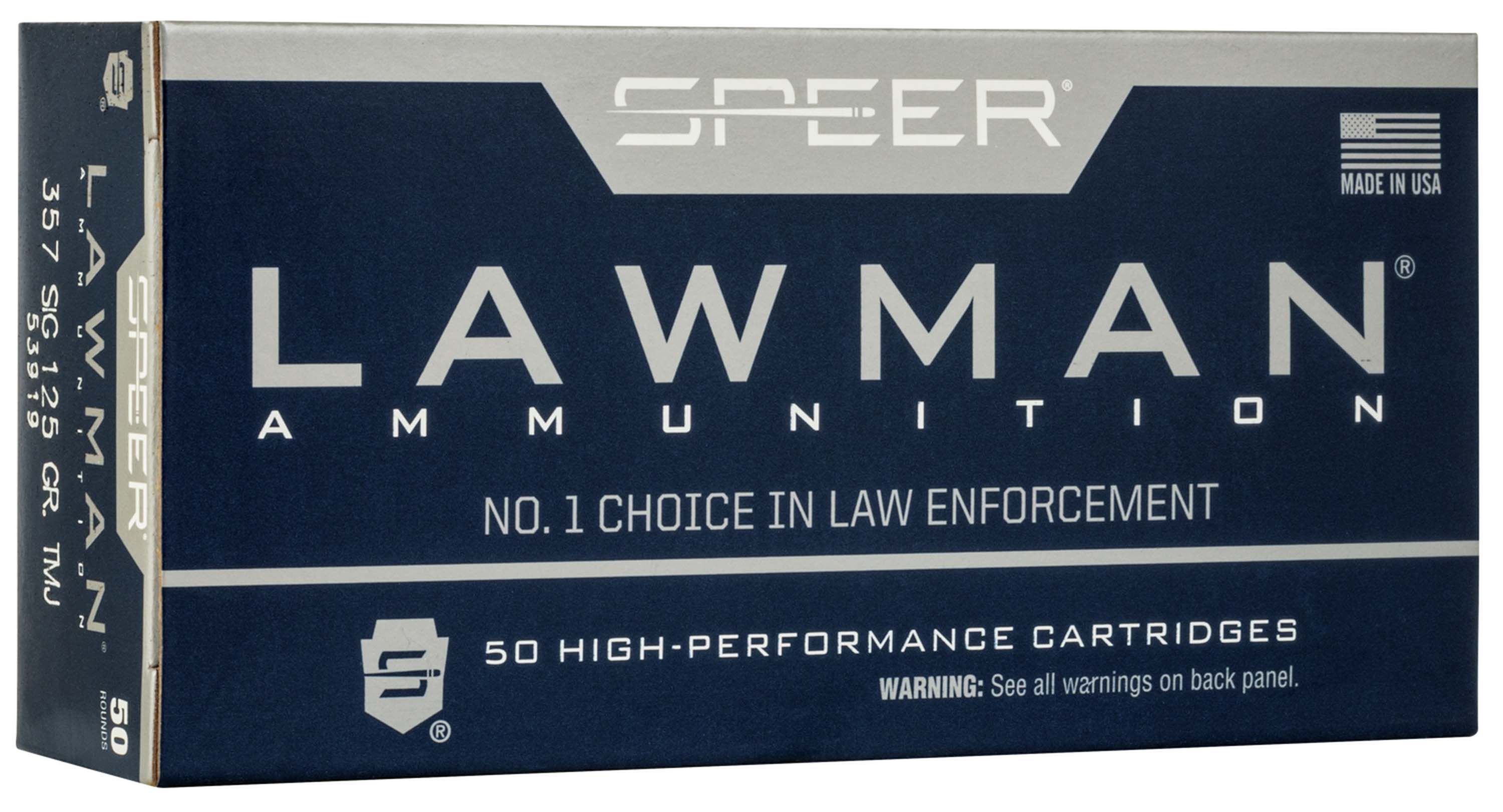 Speer Lawman Handgun Training .357 SIG 125 Grain Total Metal Jacket Centerfire Pistol Ammunition