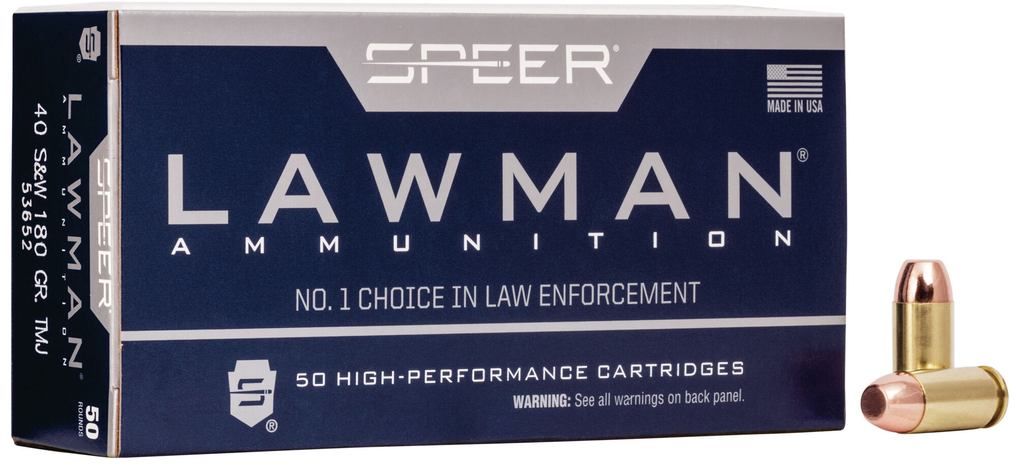 Speer Lawman Handgun Training .40 S&W 180 Grain Total Metal Jacket Centerfire Pistol Ammunition