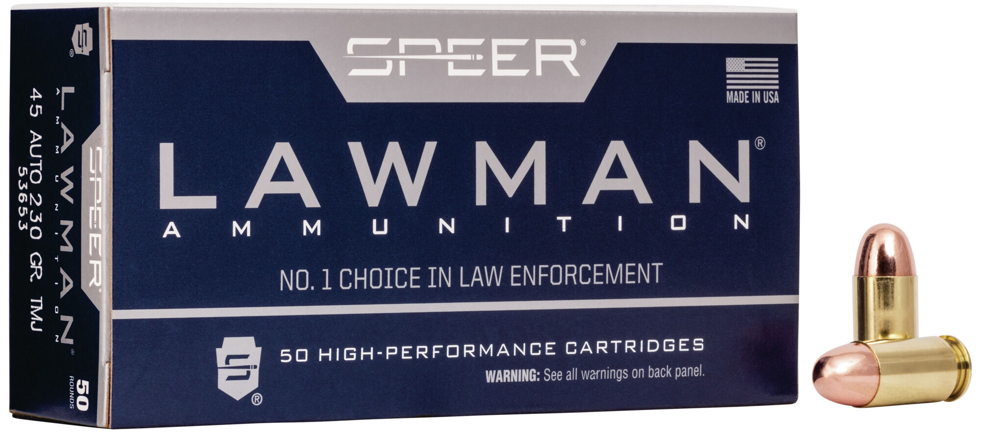 Speer Lawman Handgun Training .45 ACP 230 Grain Total Metal Jacket Centerfire Pistol Ammunition