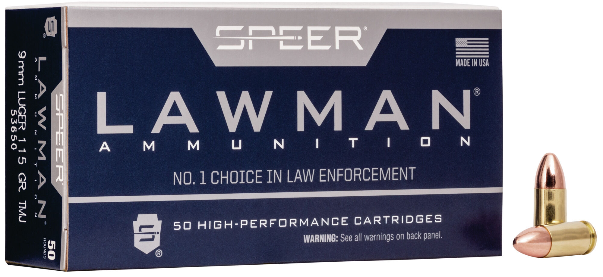 Speer Lawman Handgun Training 9 mm Luger 115 Grain Total Metal Jacket Centerfire Pistol Ammunition