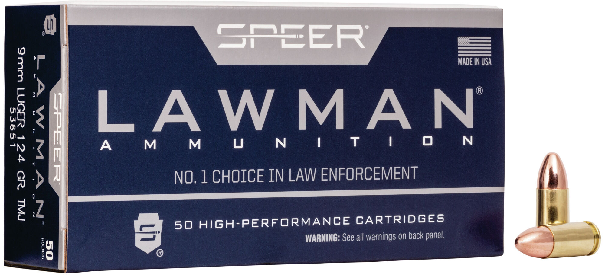 Speer Lawman Handgun Training 9 mm Luger 124 Grain Total Metal Jacket Centerfire Pistol Ammunition