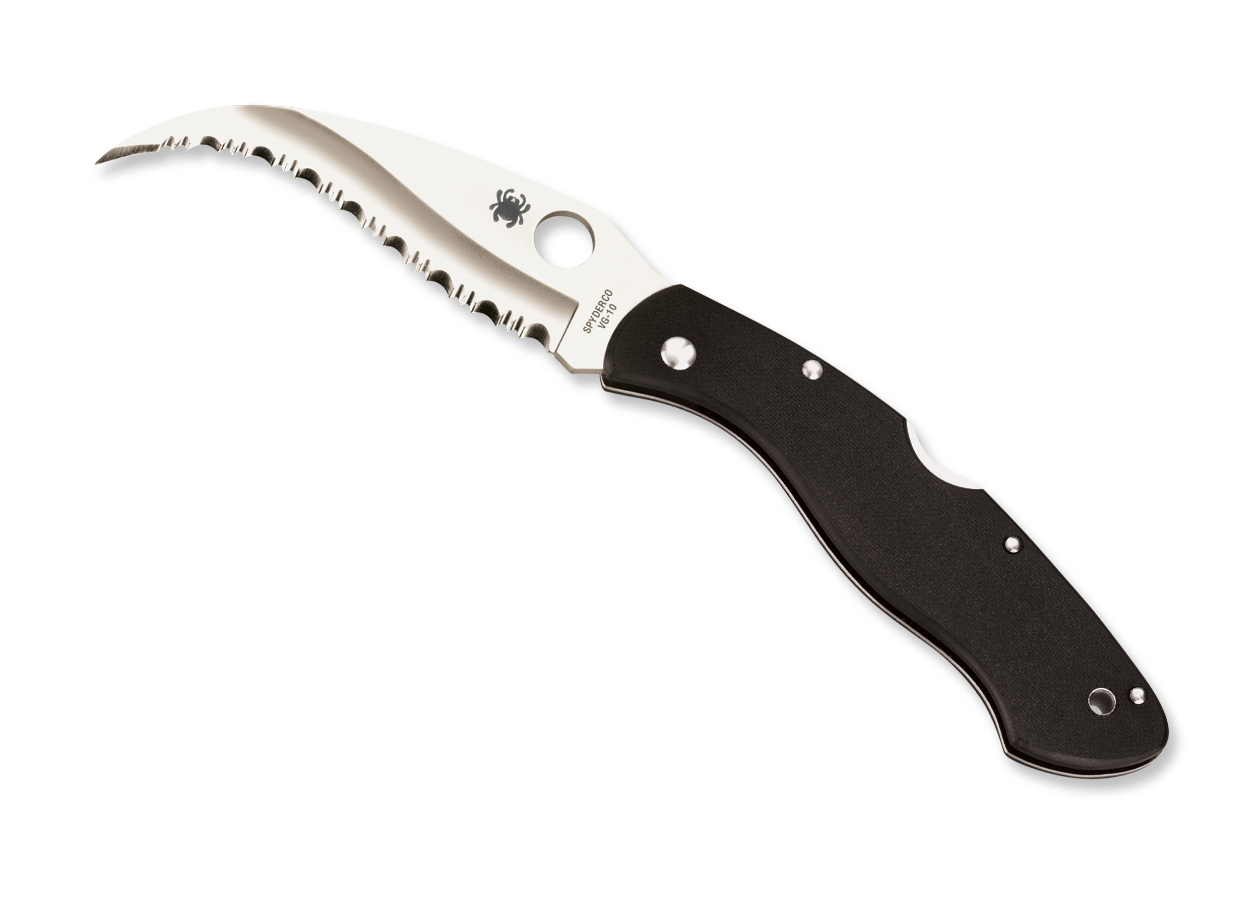 Spyderco Utility Kitchen Knife 6.5 in Serrated Black Handle