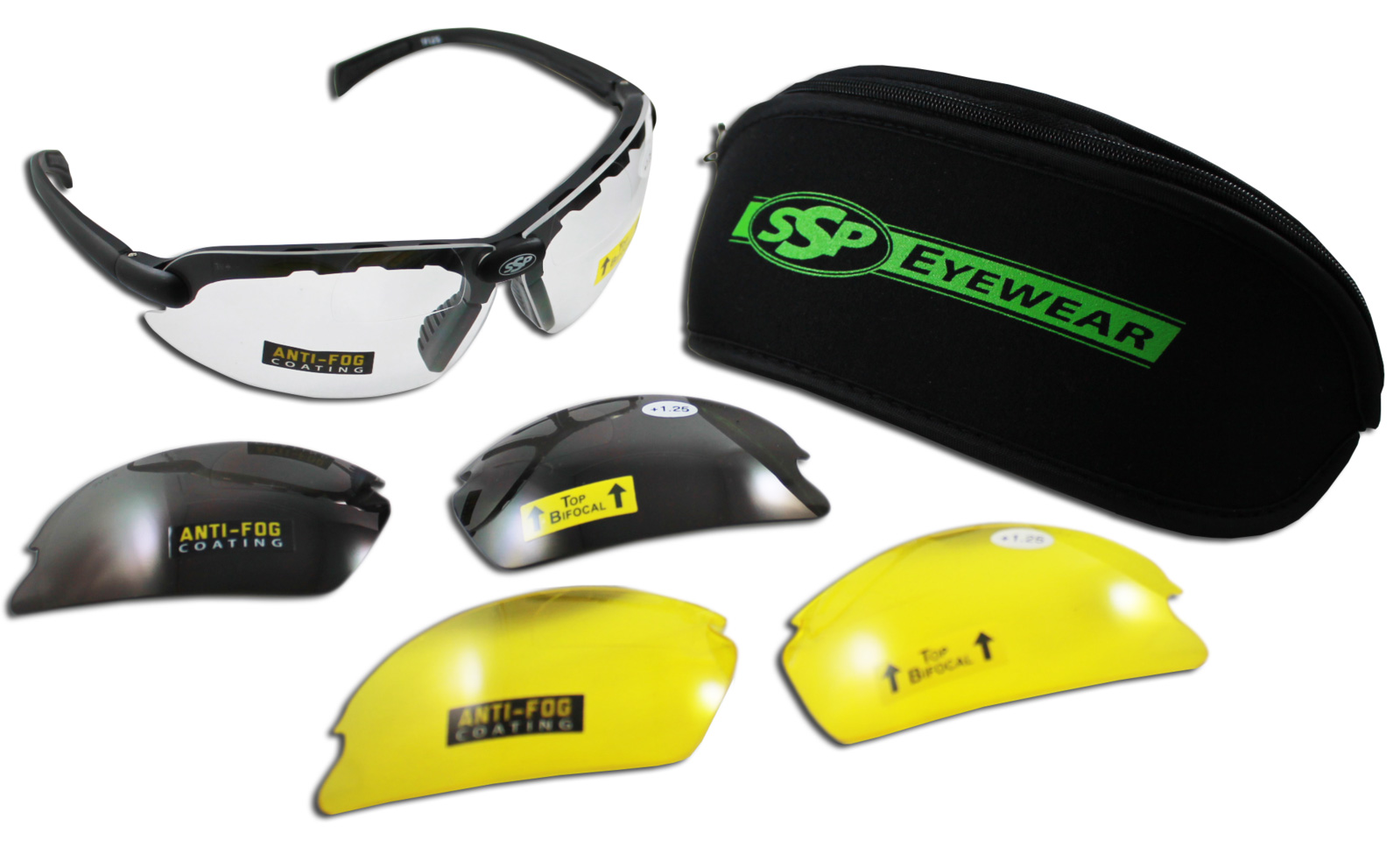 Various Len MAGshot Hunting Shooting Safety Glasses Black Frame Full Magnifying 