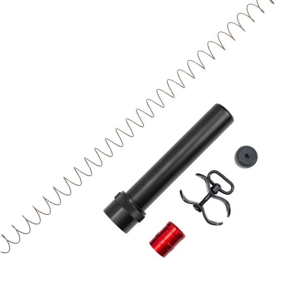 ...a low drag red anodized follower, stainless steel spring and steel barre...