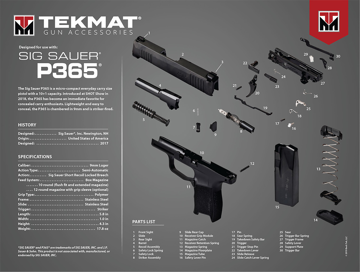 TekMat Armorer's Bench Gun Cleaning Mat (Model: SIG P226