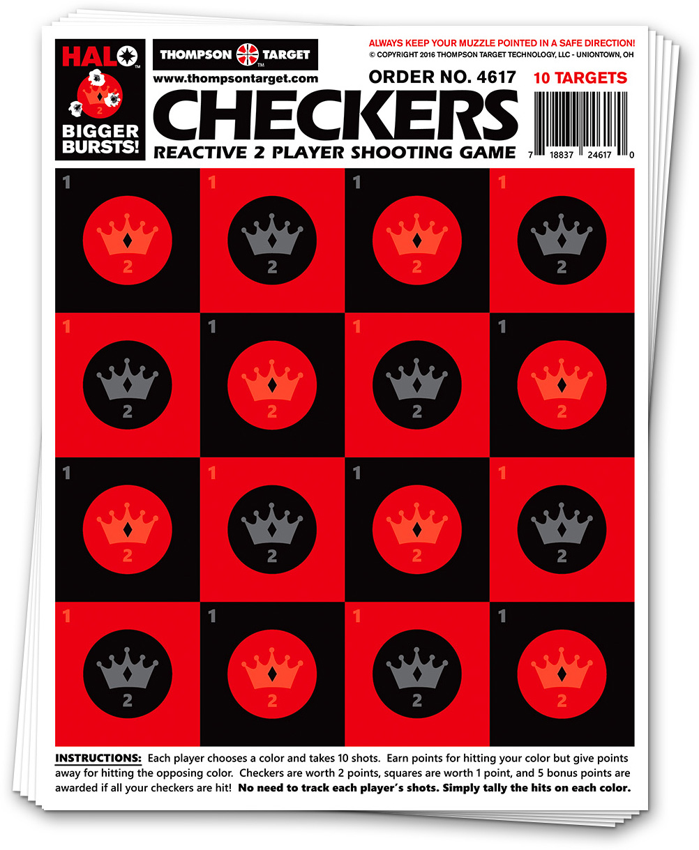 Thompson Target HALO Checkers Reactive Splatter Shooting Game Targets 8.5x11
