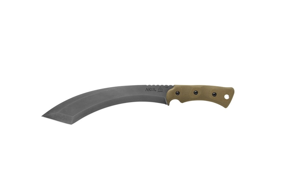 TOPS A-Klub Tungsten Fixed Blade Knife, Green Micarta Handle