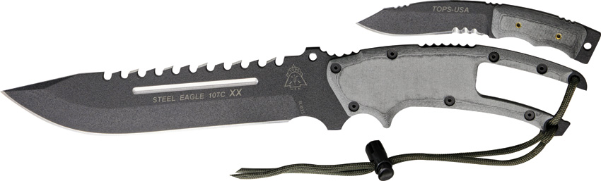 TOPS Knives Steel Eagle 107C XX Knife & Baby Eagle Set (7.5 Black) - Blade  HQ