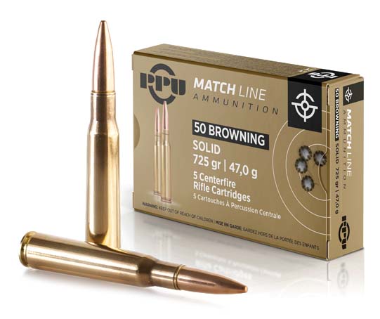 PPU TR&Z Match .50 BMG 725 Grain Full Metal Jacket Brass Cased Rifle Ammunition