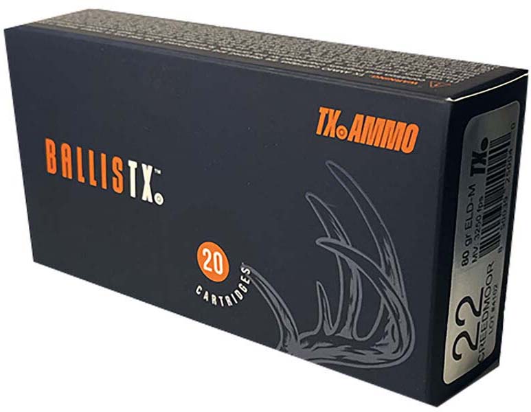 TX.AMMO BallisTX 22 Creedmoor 80 Grain Extremely Low Drag-Match Brass Cased Rifle Ammunition