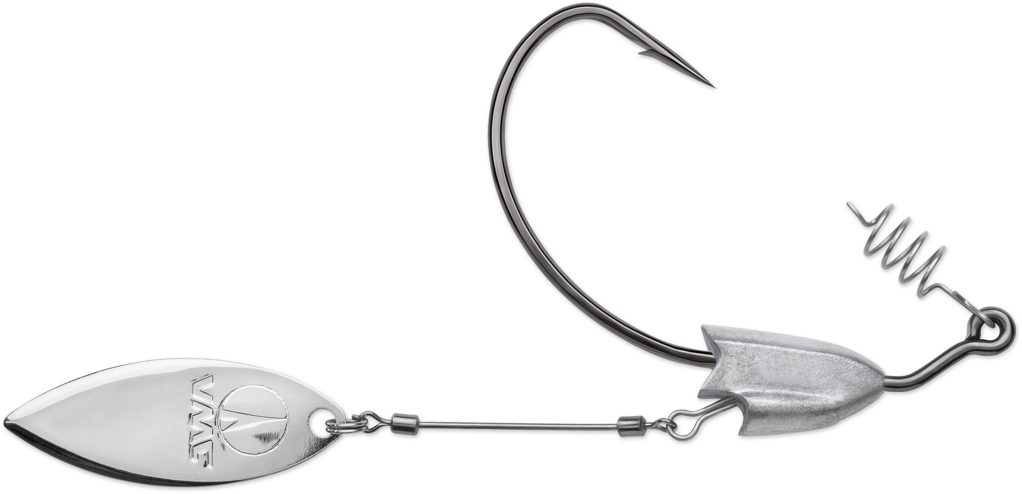 VMC Heavy Duty Weighted Willow Swimbait Hook, 3/8oz, Adjustable Spinner  Arm, Hi Carbon Steel