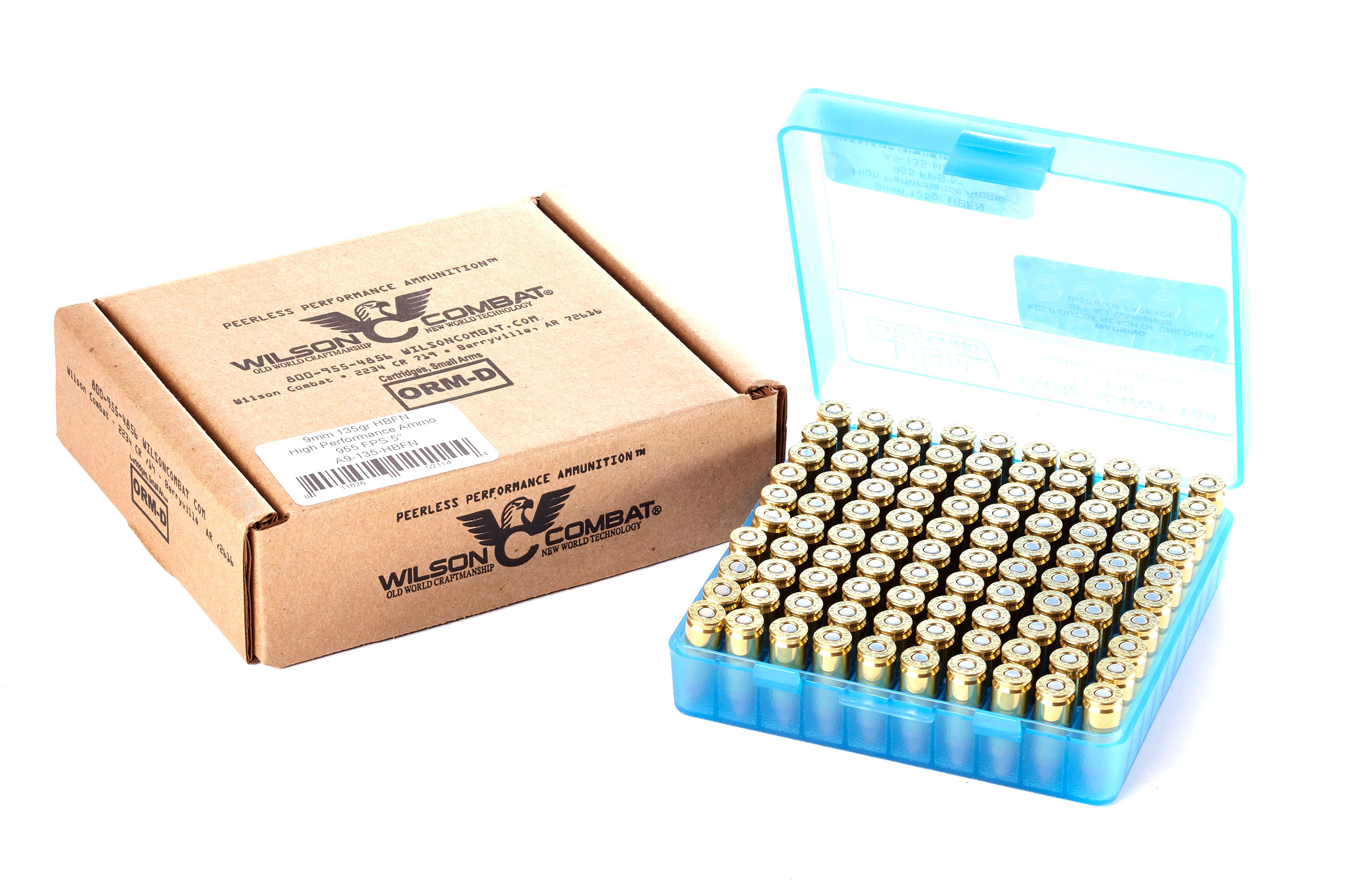 Wilson Combat Berry Mfg HBFN Bill Wilson Signature Jacketed Match/Training Load 135 Grain Brass Cased Pistol Ammunition