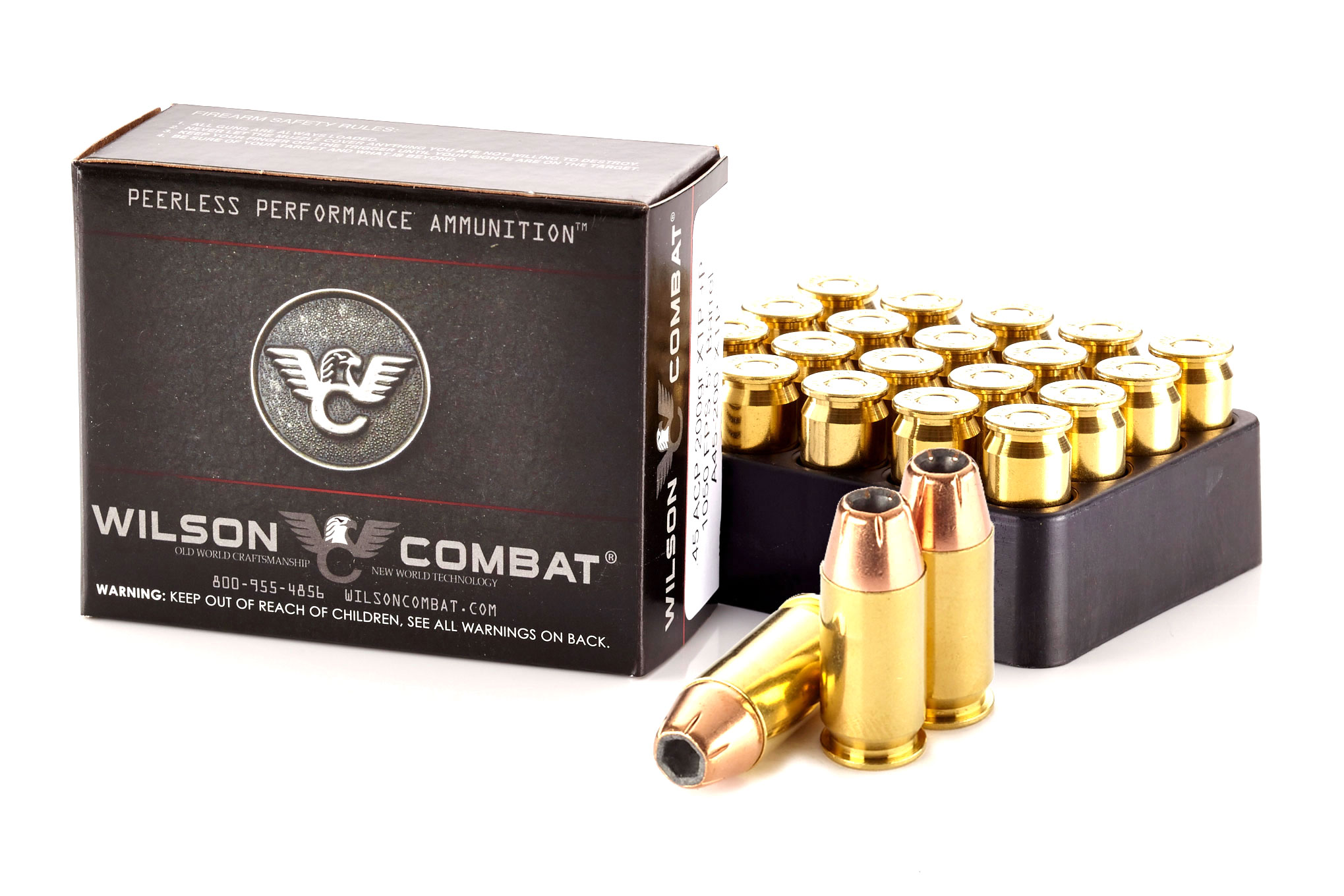 Wilson Combat Hornady XTP .45 ACP +P 200 Grain Brass Cased Pistol Ammunition