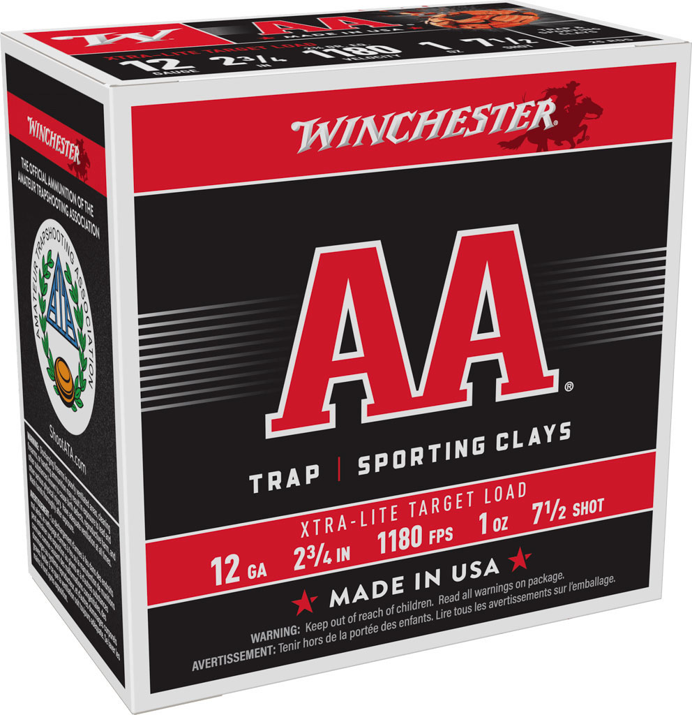 Winchester AA 12G 2-3/4in #7 AA Xtra Light 1oz 25/250 Brass Case Shotgun Ammunition