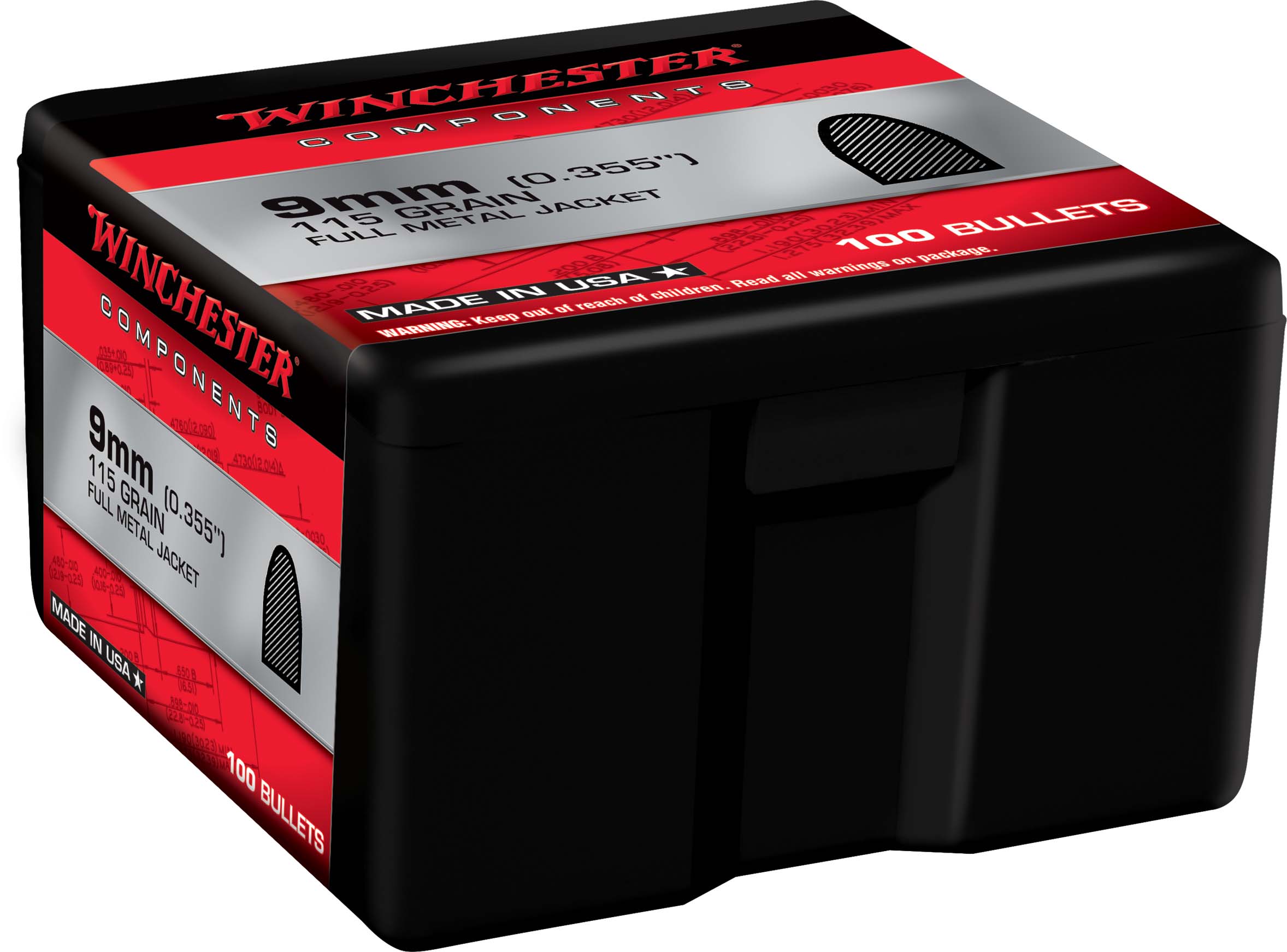 Winchester Ammo Centerfire Handgun Reloading, 9 mm .355, 115 Grain