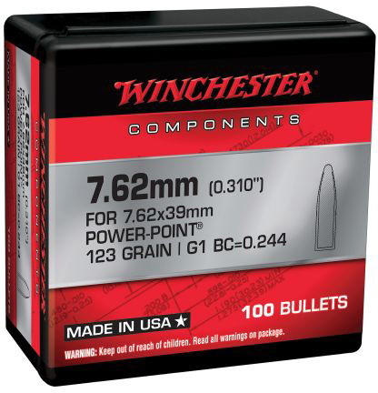 Winchester Ammo Centerfire Rifle Reloading 7.62mm .310 123 Gr Power-Point (PP) WB762P123X