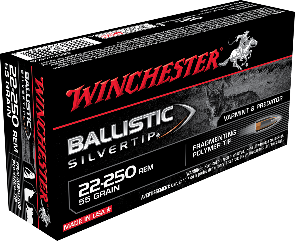 Winchester Ballistic Silvertip .22-250 Remington 55 grain Fragmenting Polymer Tip Centerfire Rifle Ammunition