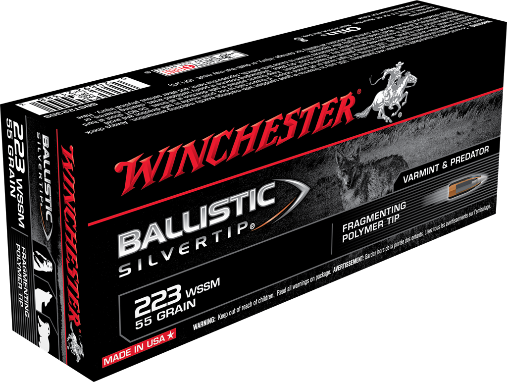 Winchester Ballistic Silvertip .223 Winchester Super Short Magnum 55 grain Fragmenting Polymer Tip Brass Cased Centerfire Rifle Ammunition