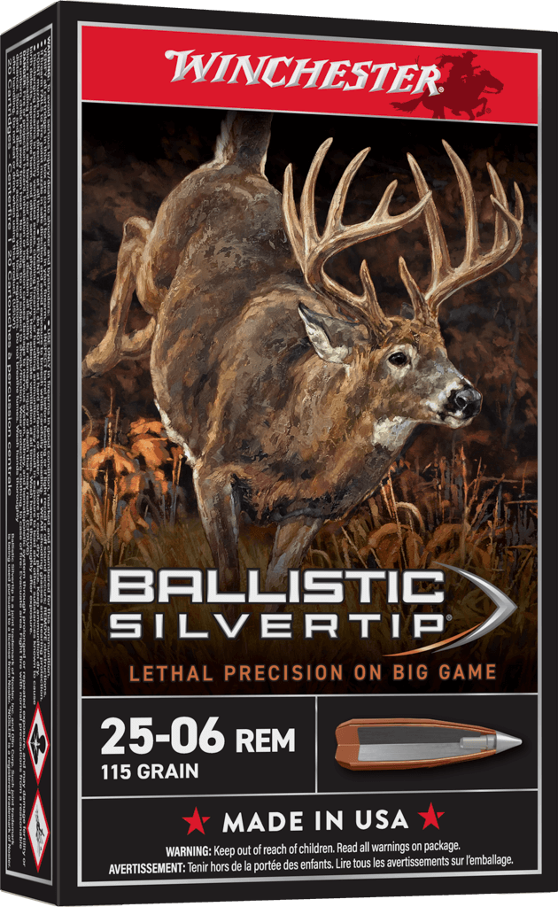 Winchester Ballistic Silvertip .25-06 Remington 115 grain Fragmenting Polymer Tip Brass Cased Centerfire Rifle Ammunition