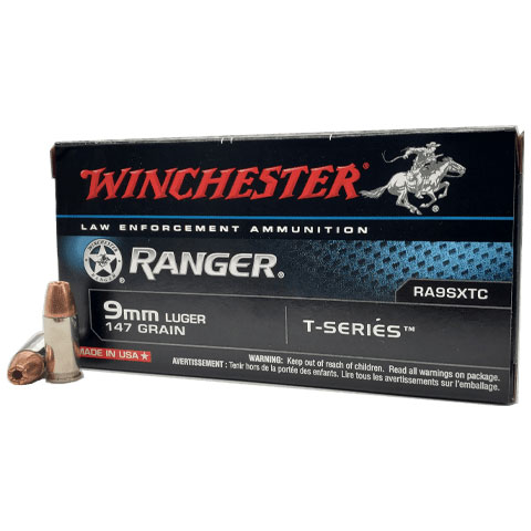 Winchester Ranger 9mm 147 Grain Brass Cased Centerfire Pistol Ammunition