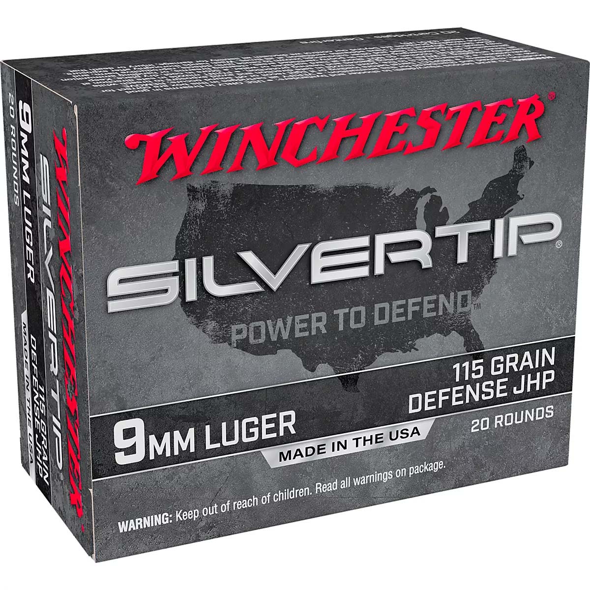 Winchester Silvertip 9mm Luger 115 Grain Defense JHP Brass Pistol Ammunition