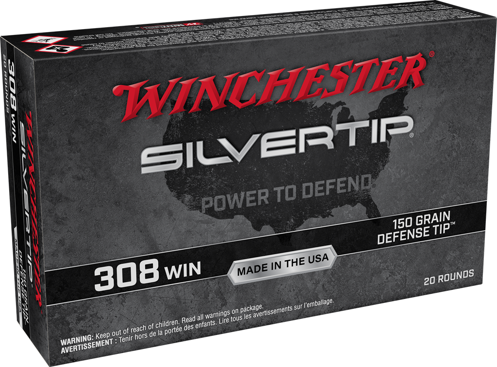 Winchester Silvertip Centerfire .308 Win. 150 Grain Defense Tip NPJ Rifle Ammunition