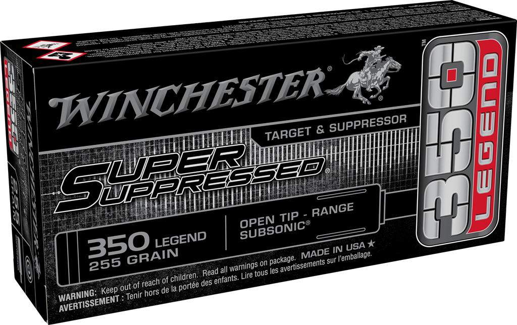 Winchester Super Suppressed .350 Legend 255 grain Subsonic Open Tip Range Centerfire Rifle Ammunition