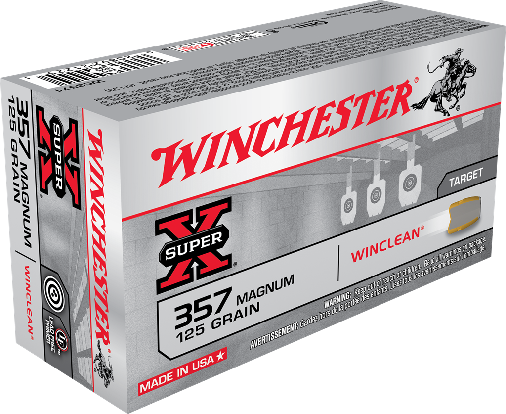 Winchester Super-X Handgun .357 Magnum 125 grain WinClean Enclosed Base Brass Cased Centerfire Pistol Ammunition