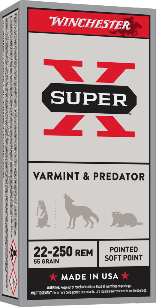 Winchester Super-X RIFLE .22-250 Remington 55 grain Jacketed Soft Point Centerfire Rifle Ammunition