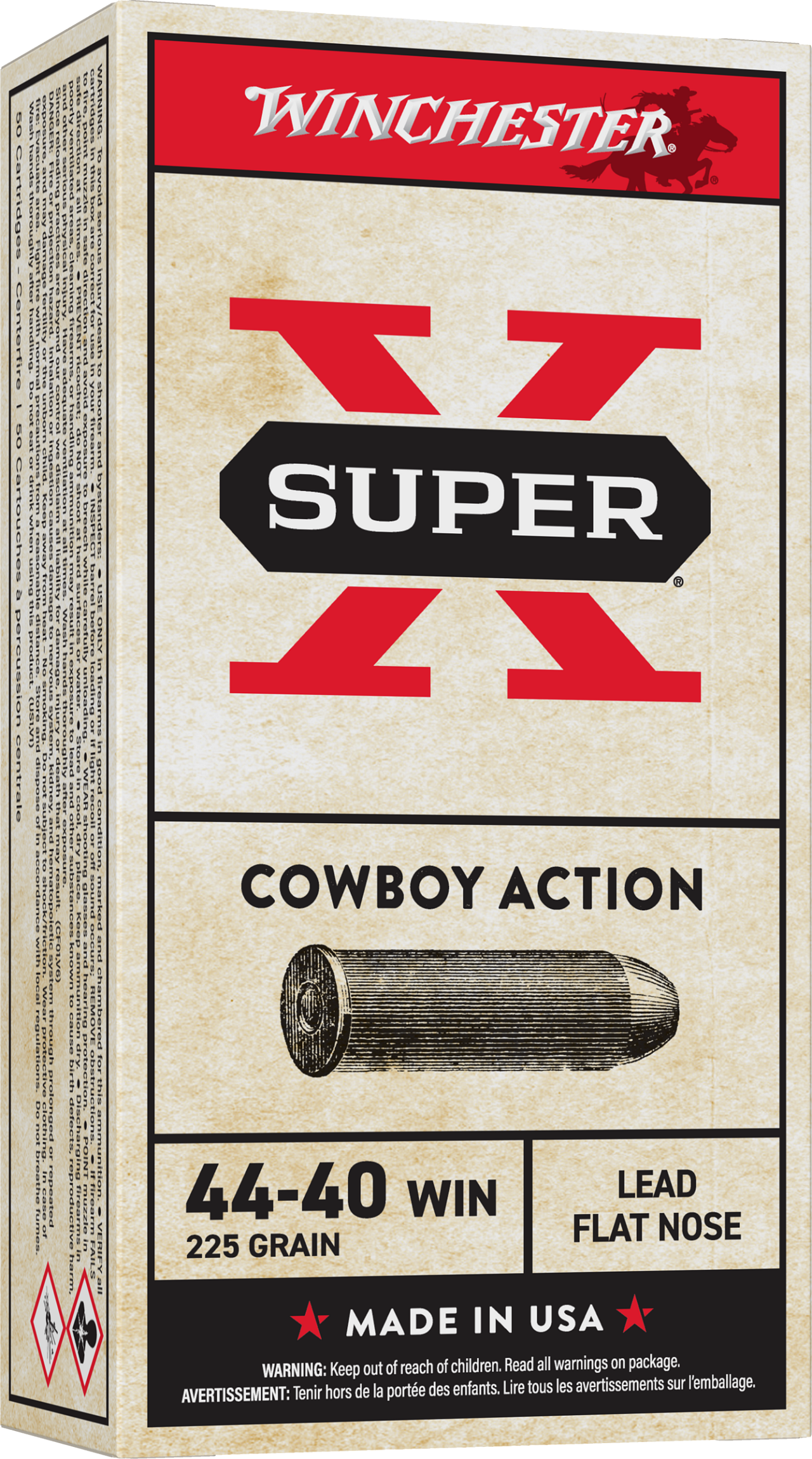 Winchester Super-X RIFLE .44-40 Winchester 225 grain Cowboy Action Lead Flat Nose Centerfire Rifle Ammunition