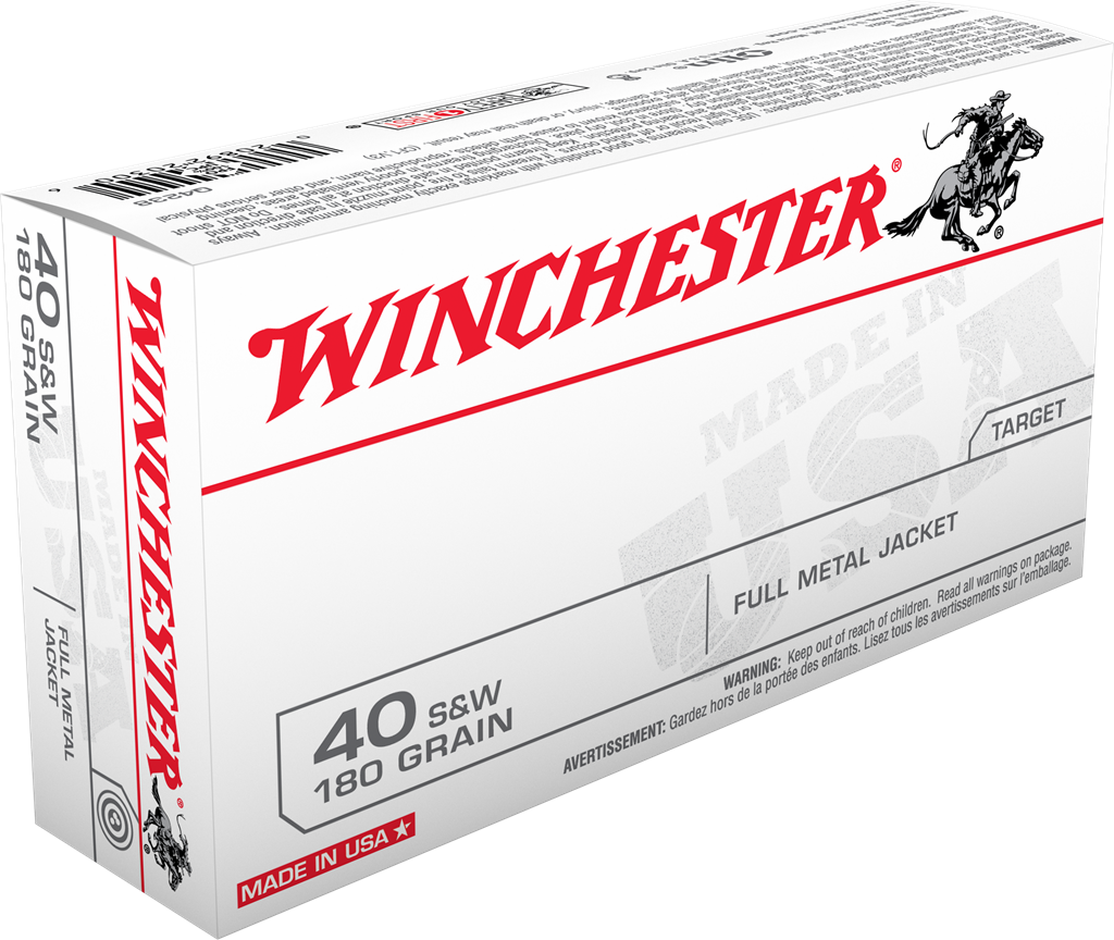 Winchester USA HANDGUN .40 S&W 180 Grain Full Metal Jacket Brass