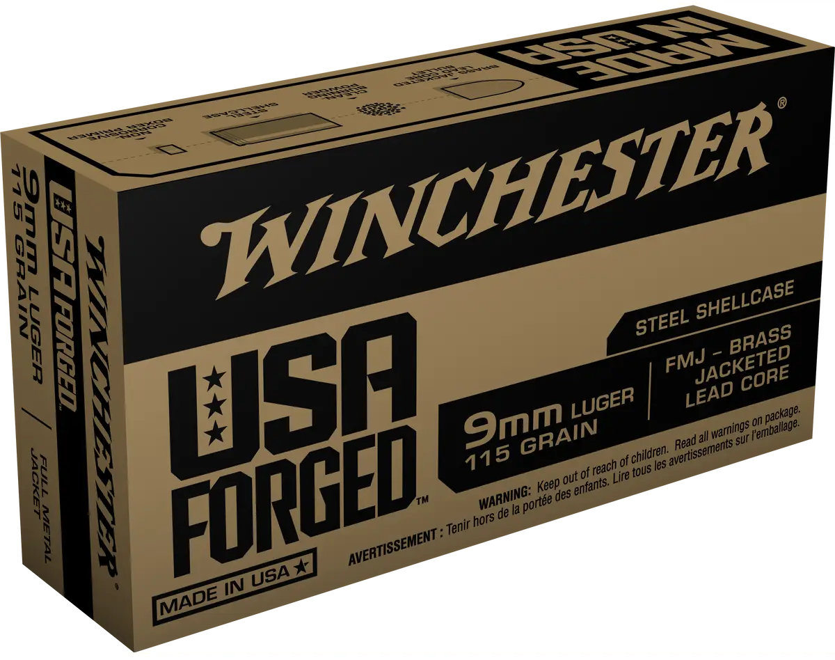 Winchester USA Handgun Forged 9 mm Luger 115 grain Full Metal Jacket Centerfire Pistol Ammunition