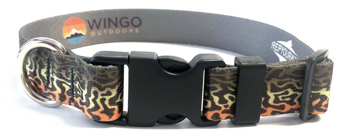 NEW!! WINGO OUTDOORS RepYourWater Brown Trout DOG COLLARS LEASHES AWESOME! 