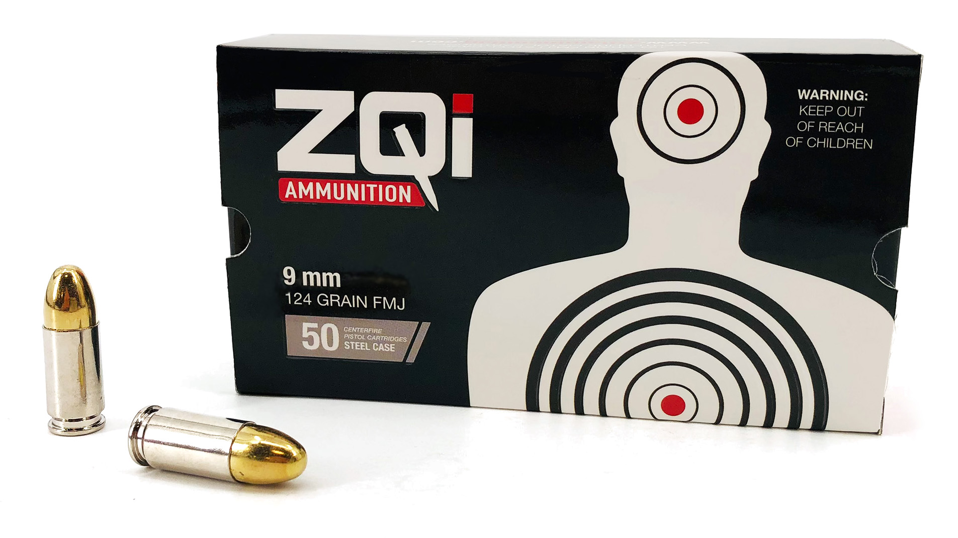 ZQi Ammunition 9mm 124gr. Full-Metal Jacket FMJ Nickel-Plated Steel Cased  Centerfire Ammunition Up to 21% Off